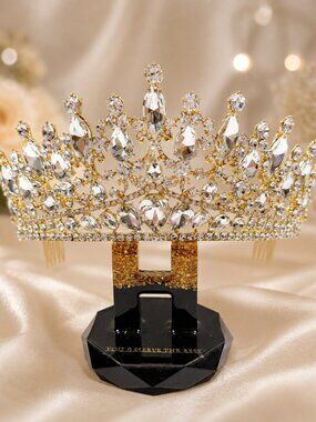 Vintage Gold Tiara, crystal comb tiara, Princess Crown, birthday party crown